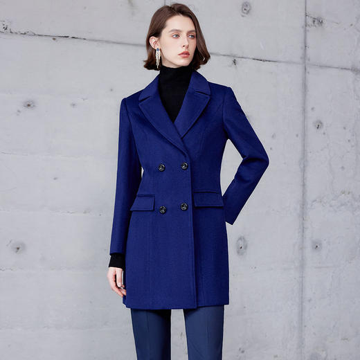 IWY/宝蓝中长款大衣女气质修身羊毛外套售楼部物业ND9021 商品图2