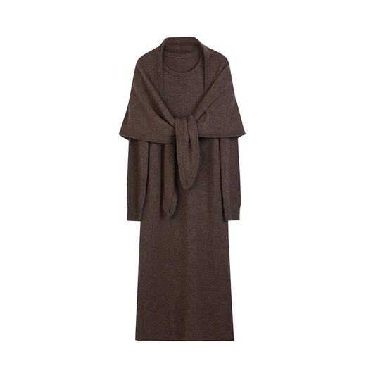 NEELLY纳俪商场同款冬季新款设计感羊毛针织连衣裙女气质通勤长裙N24102Y01069 商品图3