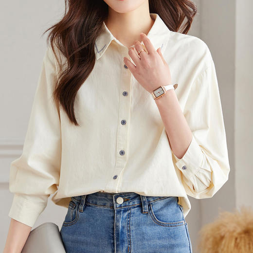 馥迦领口刺绣百搭衬衫 商品图3