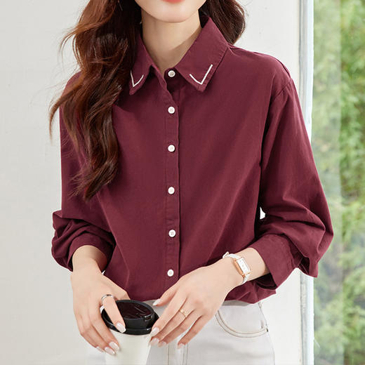 馥迦领口刺绣百搭衬衫 商品图5