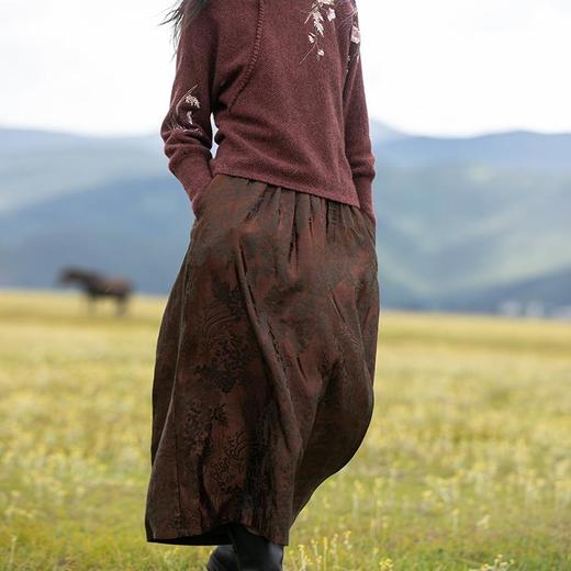 【*回归】牧衣游原创 提花丝麻半裙---- 星回 商品图0