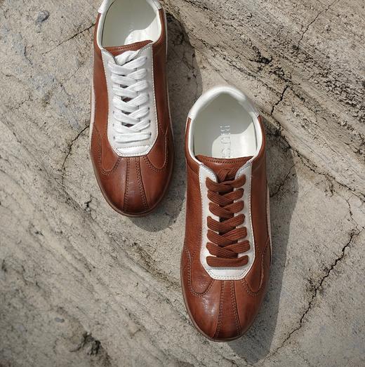 BIUCILI 原创设计棕色马皮复古德训鞋休闲鞋 商品图2