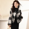 黑白格子双面羊毛呢大衣2024秋冬新款双排扣短款毛呢外套HR-SLYY9215 商品缩略图4