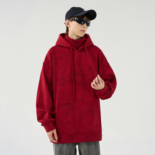 【加绒】【新款DSY】大依优型大码加绒连帽扎染卫衣长袖加肥加大休闲运动上衣男打底衫胖子冬季保暖 商品图7