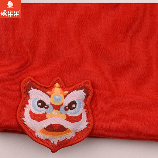 棉果果秋冬大红色中国风喜庆新生儿针织老虎帽子出生帽M504400400064 商品图2