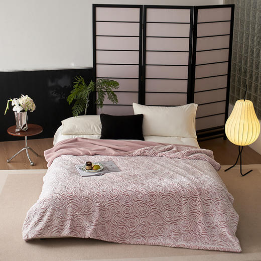 自然醒兔毛大马士革曼塔玫瑰系列盖毯毛毯欧式肌理感立体刷花兔毛绒毛毯秋冬加厚午睡毯高端沙发毯盖毯MT 商品图1