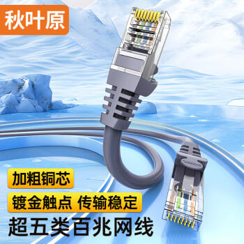 秋叶原（CHOSEAL）超五类网线 CAT5e类高速百兆网线 家用工程装修电脑宽带连接跳线成品网线 灰色5米 QS5401AT5 商品图4