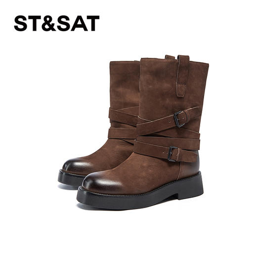 星期六复古时髦条带扣饰短靴SSC4116393 商品图7