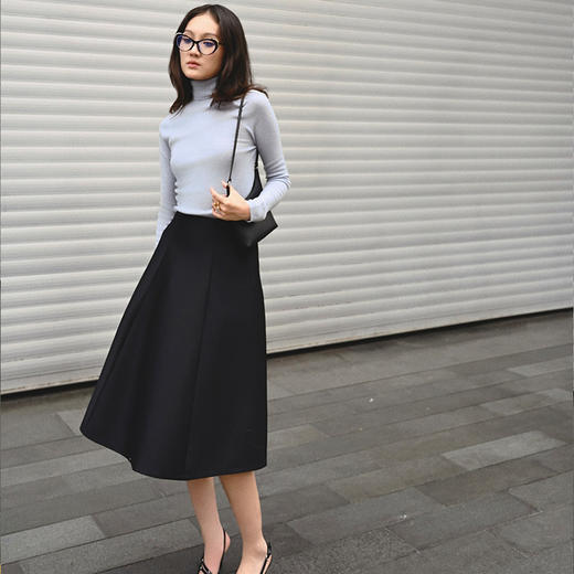 【顺丰包邮】82508 洛诗琳*丝毛赫本风高腰显瘦中长款半身裙03019 商品图2