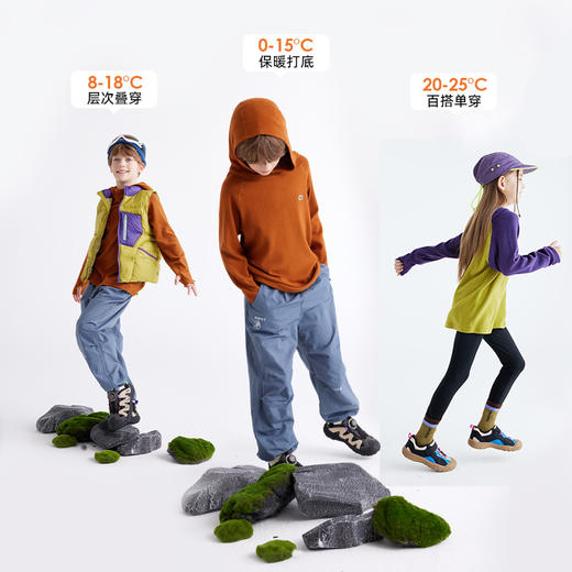 【大麦绒 让肌肤迅速升温13℃】儿童撞色连帽打底卫衣 PDWY2411 商品图1