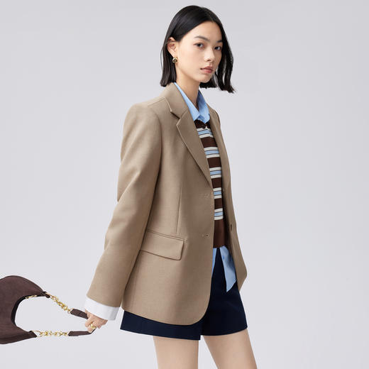 【严选】伊芙丽假两件特调华尔兹纱通勤气质职业西装外套女2024秋季新款1F8911331 商品图4