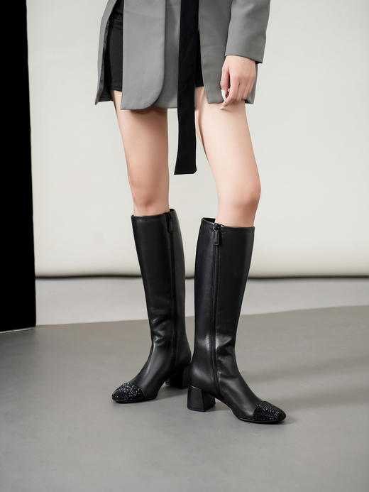 豪麟名鞋LORIBLU女鞋长靴羊皮革LR83SN黑色 商品图1