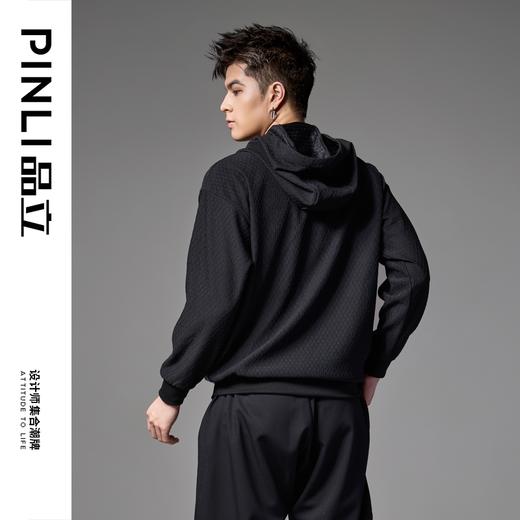 PINLI品立春季新款中国风拼接连帽卫衣男士国潮宽松休闲帽衫B243109070 商品图2