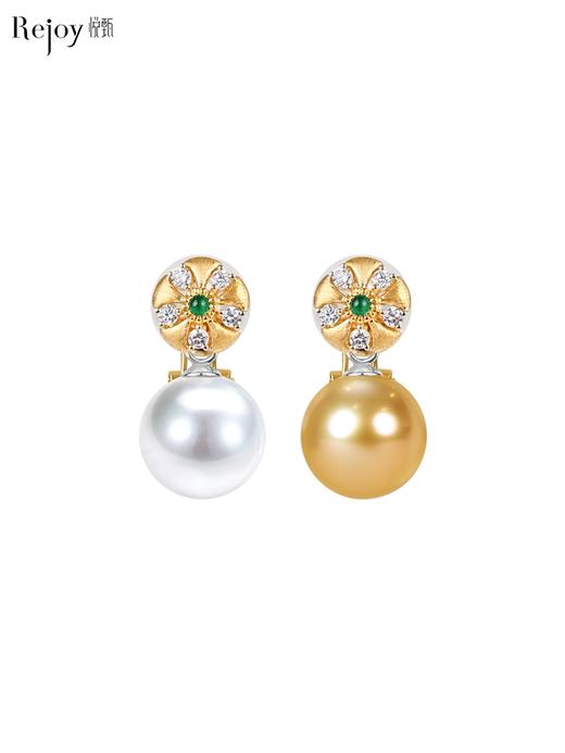 【天猫同款】18K金两戴款钻石祖母绿珍珠耳夹 芳翠 商品图0