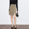 【高货wl】全新升级【铂金会员293/天猫399/差价106】(03815) 洛诗琳秋冬气质高腰通勤100羊毛双面呢包臀开衩显瘦半身裙 商品缩略图3