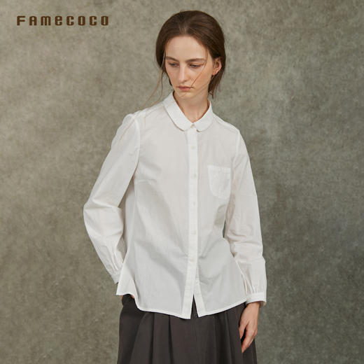 Famecoco范可儿灯笼袖衬衣法式小翻领法式长袖衬衣FAC6BH014 商品图1