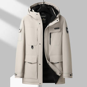 【特大码】【可拆卸帽】【新款DBW】大依优型大码工装羽绒服鸭绒外套领口加绒休闲胖子大码男休闲宽松加肥加大上衣