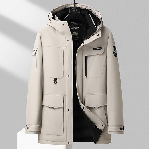 【特大码】【可拆卸帽】【新款DBW】大依优型大码工装羽绒服鸭绒外套领口加绒休闲胖子大码男休闲宽松加肥加大上衣 商品图0