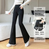 雀说加绒喇叭裤双口袋大码微喇鲨鱼裤女外穿显瘦高腰黑金提臀长裤AL8516 商品缩略图0