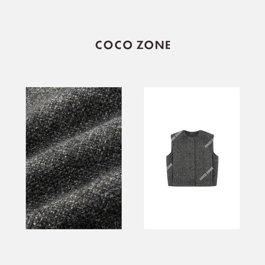 COCO ZONE 时尚小众圆领马夹通勤风无袖上衣CC1D2450 商品图2