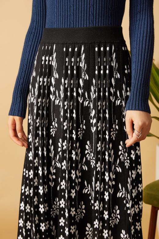 Le Malene 白色碎花图案针织半裙 10563 商品图3