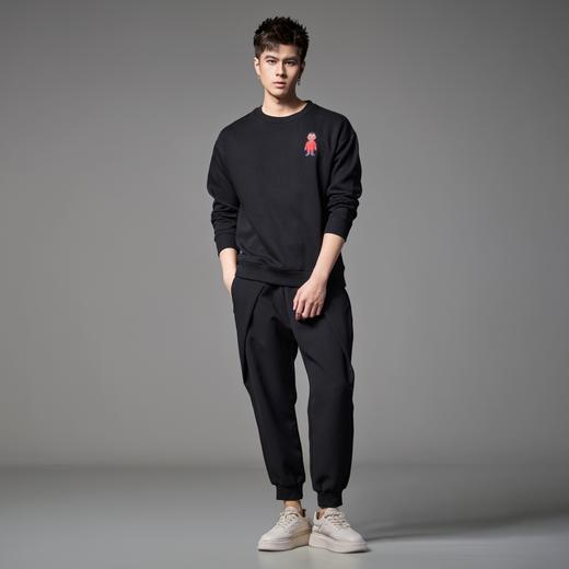 PINLI品立2024秋季新款宽松圆领卡通贴布绣套头卫衣男BG243109046 商品图3