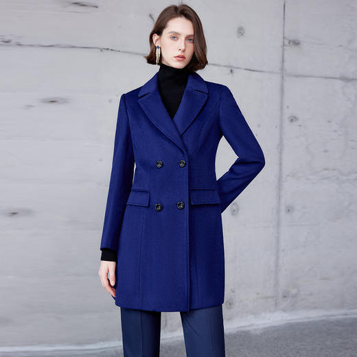 IWY/宝蓝中长款大衣女气质修身羊毛外套售楼部物业ND9021 商品图1