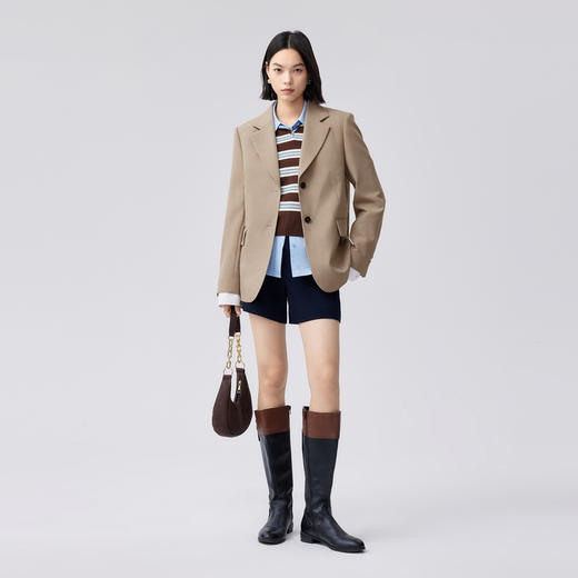 【严选】伊芙丽假两件特调华尔兹纱通勤气质职业西装外套女2024秋季新款1F8911331 商品图1