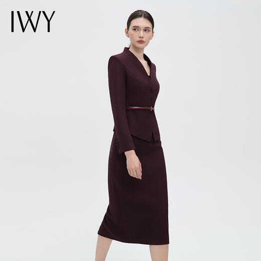 IWY/安可拉红西装套裙沉稳大气女神范V 领设计柔美气质收腰设计曲线女神职业装C14336+S14106 商品图2