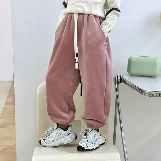 【百搭款束脚式时尚休闲裤】梵贝星休闲卫裤 雪尼尔加绒系带加绒裤 轻松出门 时尚出街90-160cm尺码可选 商品图1