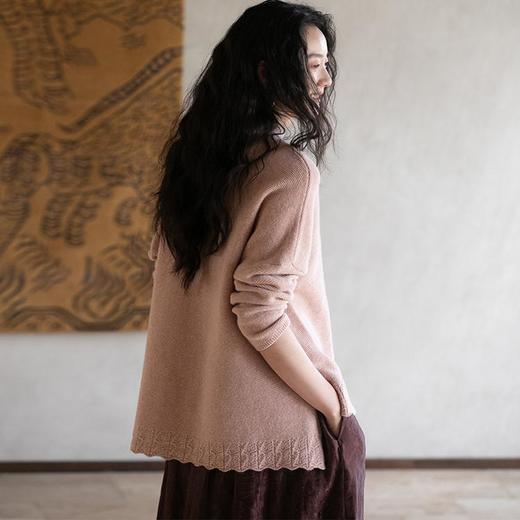 牧衣游原创 进口牦牛绒毛织混纺毛衣软糯高领宽松套头衫 落松花 商品图0