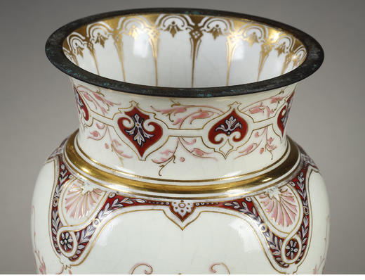 独角鹿西洋古董 法国御窑塞弗尔出品手绘描金装饰花卉主题瓷瓶 商品图1