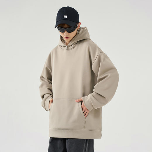 【加绒】【新款DSY】大依优型大码加绒连帽扎染拉链卫衣长袖加肥加大休闲运动上衣男打底衫胖子冬季保暖 商品图1