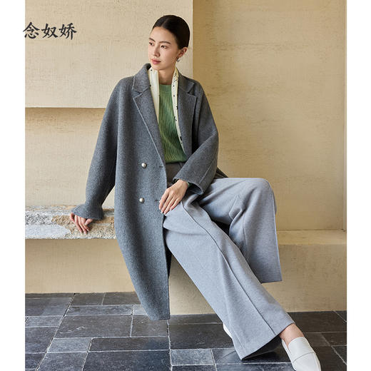 【商场同款】CNT4071“格雷灰糯米裤” 宽直筒裤 前中立体线设计视觉显瘦 后松紧腰轻松舒适 拉绒雪尼尔弹力面料 不紧绷易打理 商品图7