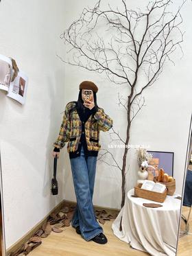 33GAZ150794#含绵羊毛提花格开衫