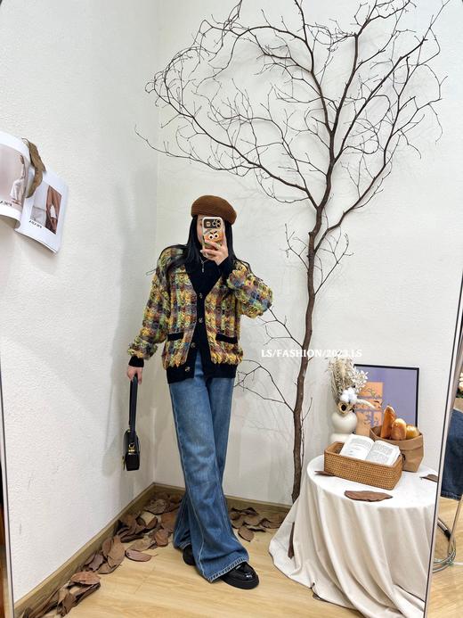 33GAZ150794#含绵羊毛提花格开衫 商品图0