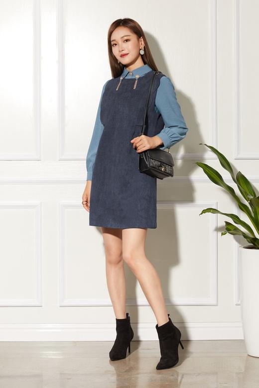 Le Malene 蓝色荷叶边两件套连衣裙 10558 商品图0