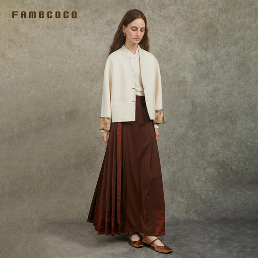 Famecoco范可儿双面穿国风短外套深V领宽松中式上衣FAC6AB005 商品图2