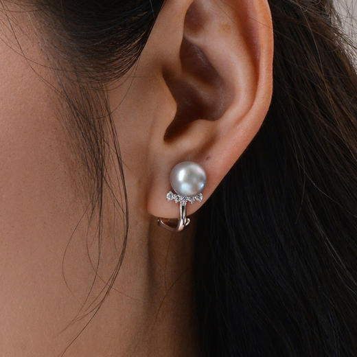 Manreya玛芮雅“茜茜公主”S925 真多麻珍珠耳夹无耳洞耳饰 商品图3