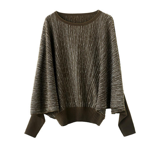 CC-JDS-8879秋冬新款蝙蝠袖针织衫宽松大码薄款洋气上衣慵懒风港风毛衣女 商品图4