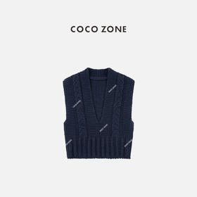 COCO ZONE 设计感V领无袖针织背心套头显瘦上衣CC1C2321