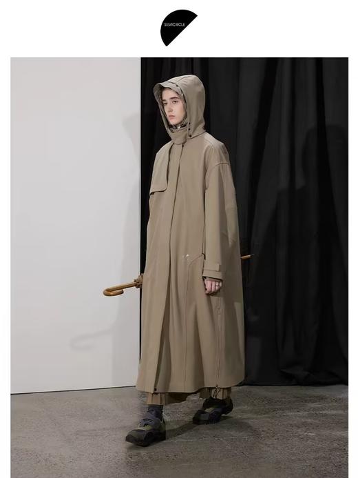 半圆/D24401479/连帽长款软壳风衣 商品图1