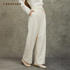 Famecoco范可儿羊毛直筒阔腿裤文艺通勤设计感腰头FAC6GA011 商品缩略图1