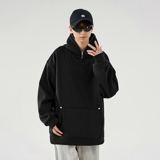 【加绒】【新款DSY】大依优型大码加绒连帽扎染拉链卫衣长袖加肥加大休闲运动上衣男打底衫胖子冬季保暖 商品图3