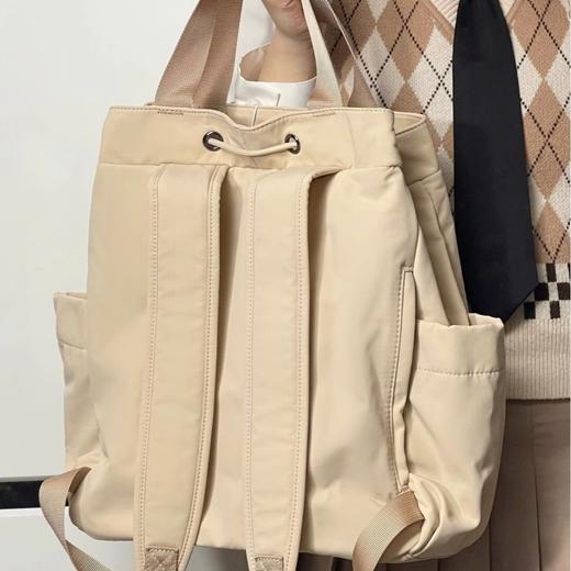 「ins简约风！大容量」休闲双肩包高级感抽绳通勤包包女纯色手提背箱包 商品图1