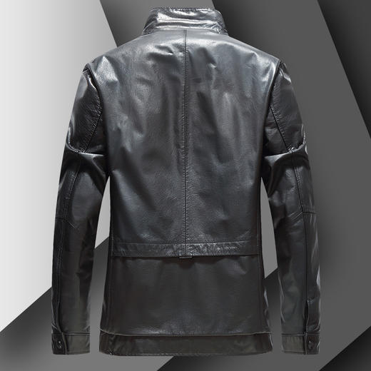 【真皮DSZ】大依优型大码立领皮牛皮夹克外套休闲简约大号皮夹克真皮皮草加肥加大 商品图5