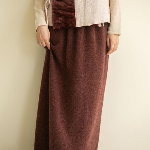牧衣游原创 牦牛绒毛织混纺半身裙女冬新款软糯轻盈直筒裙 自由鸟 商品图3