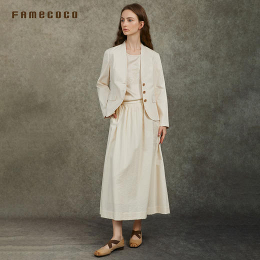 Famecoco范可儿西服外套无领短款西装刺绣*高级感FAC6AW013 商品图4