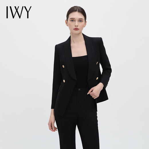 IWY/干练黑色新中式职业西服套装气质职场总裁范干练时尚工作服OLC14105+P34105-黑色 商品图1