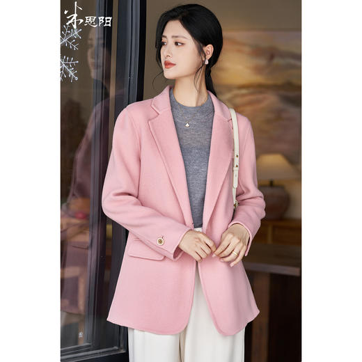 米思阳2025冬季新款经典简约风毛呢外套双面呢100%羊毛西装女1842 商品图3